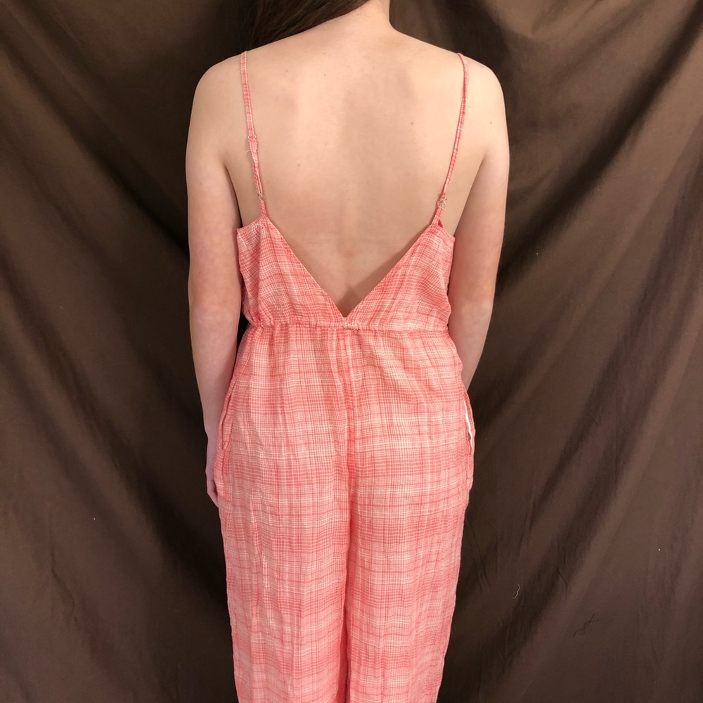 Urban Outfitters Wide Leg Gauze Jumpsuit Plaid - Picture 5 of 6